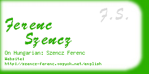 ferenc szencz business card